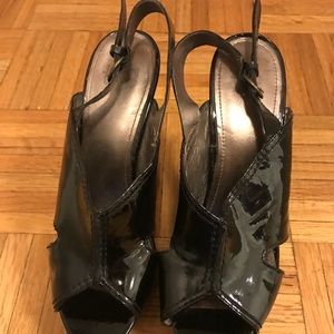 Blacks Open Toe Wedges